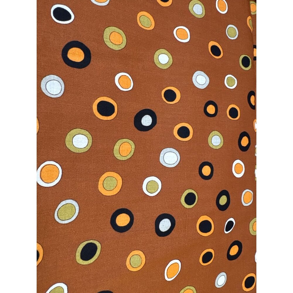 Retro Circle Pattern Fabric by Cranston 1/2 yard x 44" Cotton Brown Orange Green